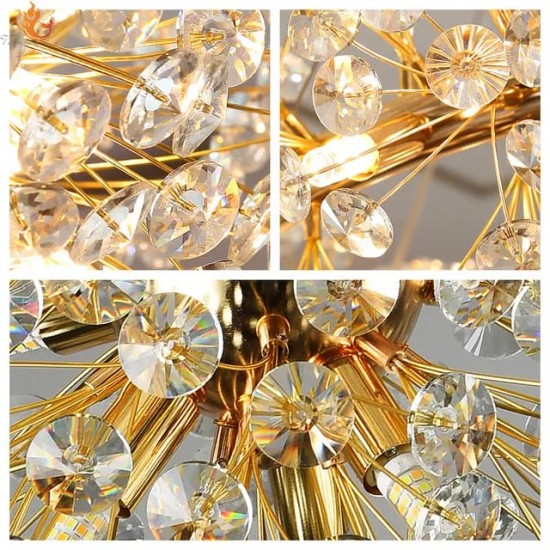 Lustra LED  Pendul Elit's Tessa 60 cm, Cristal,  Gold