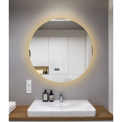 Oglindă Baie LED și Dezaburire, ceas, Elit's Premium cu Senzor Touch, Lumina Rece, Caldă și Neutră, 80 cm, lumina ambientala spate