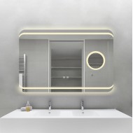 Oglindă Baie LED și Dezaburire Elit's Premium cu Senzor Touch, Lumina Rece, Caldă și Neutră, 90x65cm, Lupa Cosmetica esn141