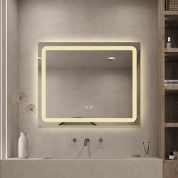 Oglindă Baie LED și Dezaburire Elit's Premium cu Senzor Touch, Lumina Rece, Caldă și Neutră, 80x65cm