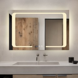 Oglindă Baie LED și Dezaburire Elit's Premium cu Senzor Touch, Lumina Rece, Caldă și Neutră, 90x65cm