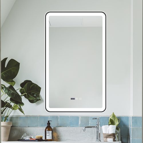 Oglinda Baie Cu Led, 60x100 Cm, Functie Dezaburire, Ceas Si Termometru, Elit's Esn38
