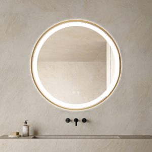 Oglinda LED rotundă de 70cm cu ramă Rose Gold - Elit's Model ESN06
