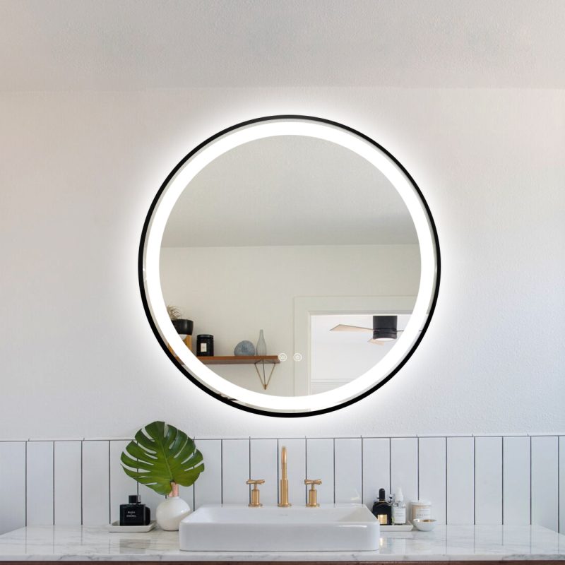 4 Oglinda LED rotundă de 70cm, Elit's model Esn10.1, cu lumină caldă-rece