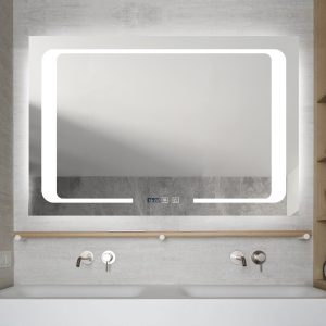 Oglinda LED și touch cu funcție de dezaburire și ceas 90x60 cm Smack, EVDJ16