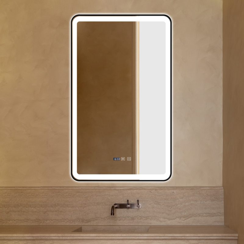 Oglinda Baie Cu Led, 60x100 Cm, Functie Dezaburire, Ceas Si Termometru, Elit's Esn38