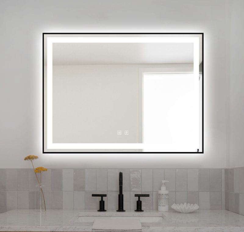 Oglinda LED Elit's EsnJ11 cu ramă de aluminiu negru mat