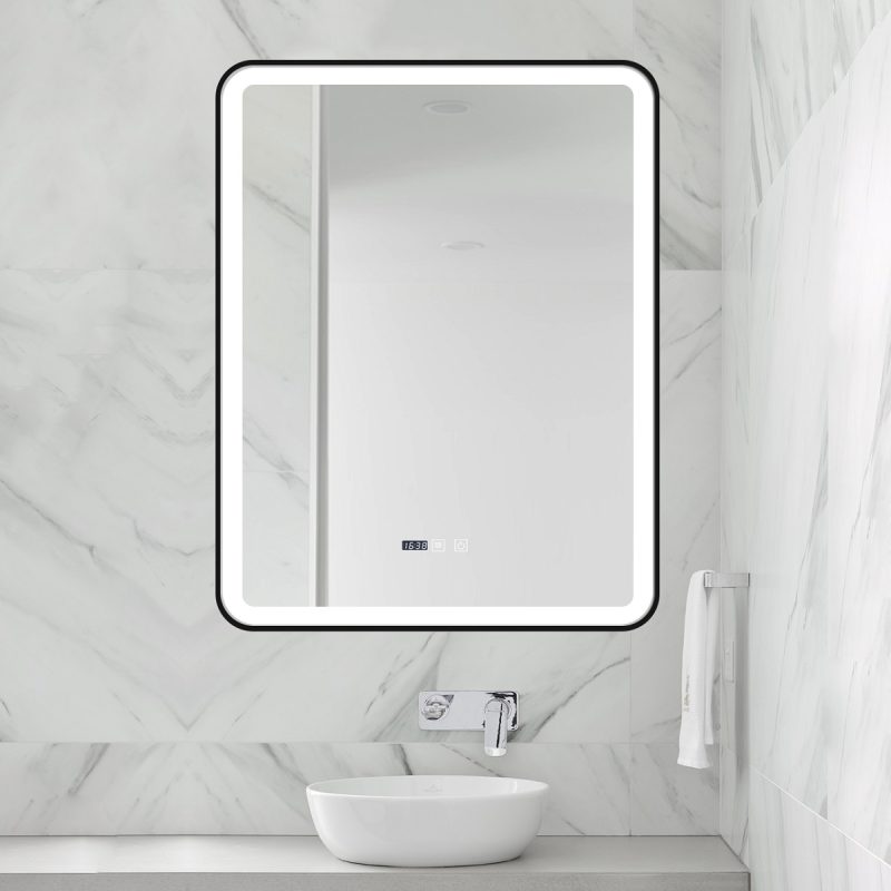 Oglinda Baie Cu Led, 70x90 Cm, Functie Dezaburire, Ceas Si Termometru, Elit's Esn39