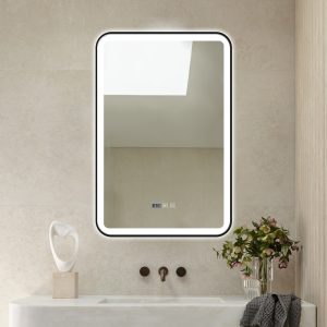 5 Oglinda Baie cu Led, 60x90 cm, Functie dezaburire, Ceas si Termometru, Elit's esn36