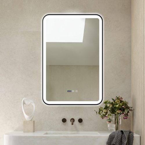 Oglinda Baie cu Led, 60x90 cm, Functie  dezaburire, Ceas si Termometru, Elit's esn36