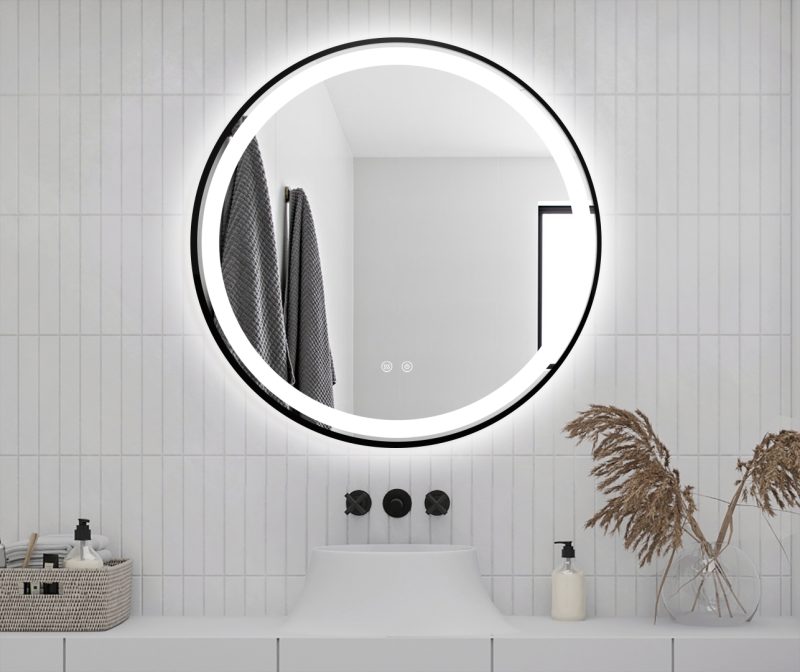 5 Oglinda LED rotundă de 70cm, Elit's model Esn10.1, cu lumină caldă-rece