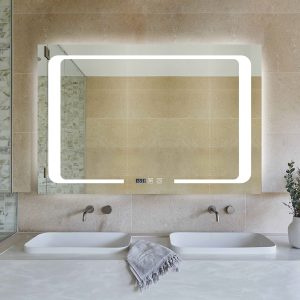 Oglinda LED și touch cu funcție de dezaburire și ceas 90x60 cm Smack, EVDJ16