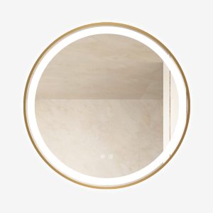 Oglinda LED rotundă de 70cm cu ramă Rose Gold - Elit's Model ESN06