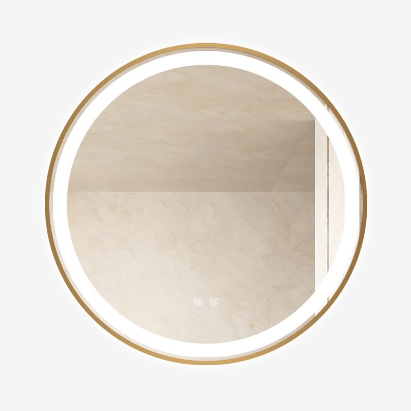 Oglinda LED rotundă de 70cm cu ramă Rose Gold - Elit's Model ESN06