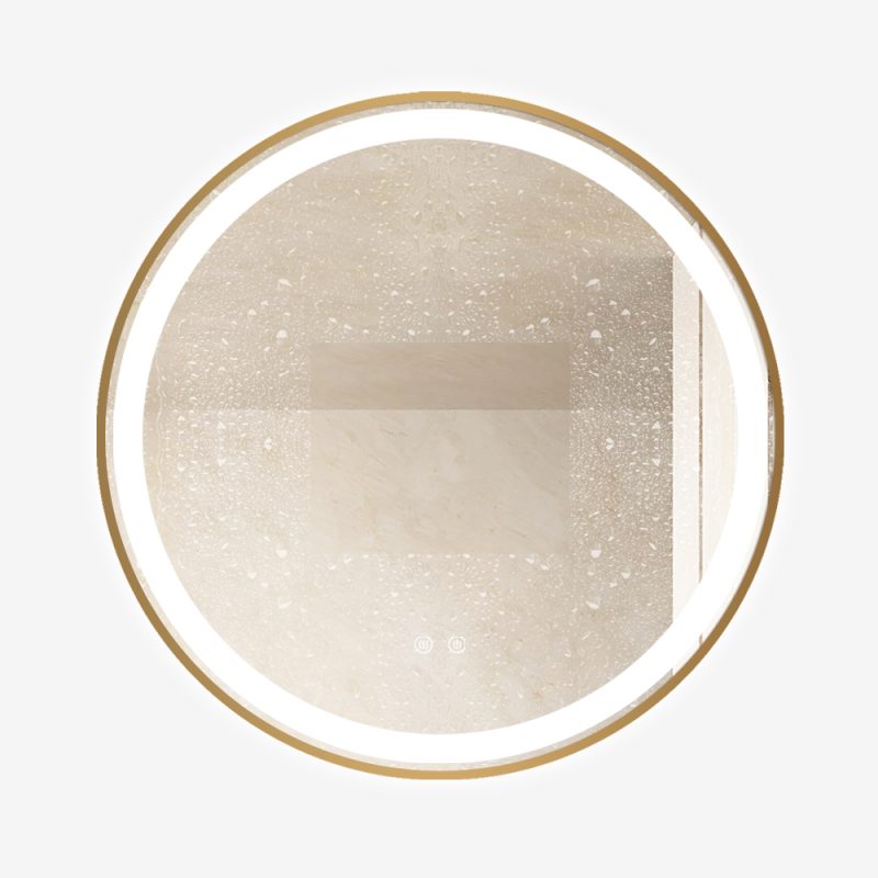 Oglinda LED rotundă de 70cm cu ramă Rose Gold - Elit's Model ESN06