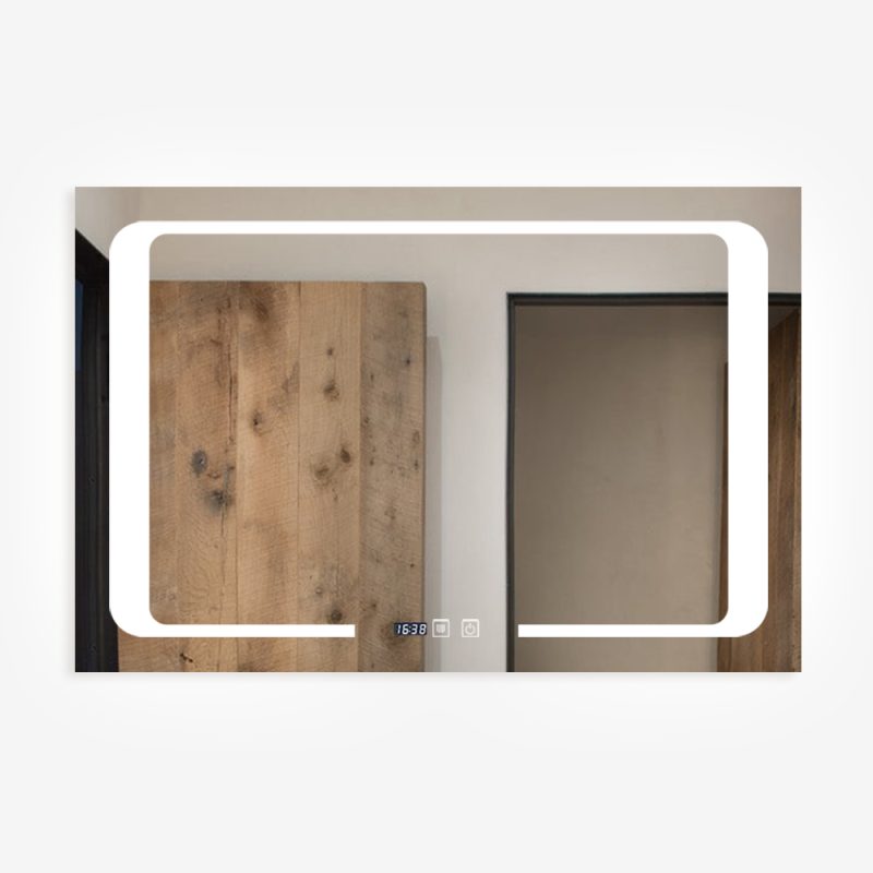 Oglinda LED și touch cu funcție de dezaburire și ceas 90x60 cm Smack, EVDJ16