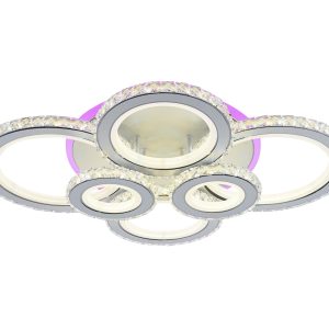 Lustra LED Cu Telecomanda, Elit's Cristal, 4-2 Cercuri, Alb, 240 W, RGB