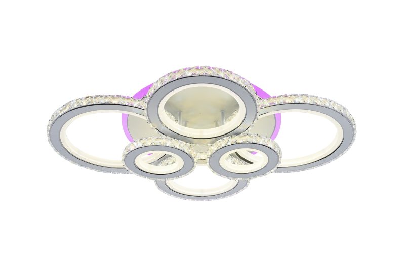 Lustra LED Cu Telecomanda, Elit's Cristal, 4-2 Cercuri, Alb, 240 W, RGB