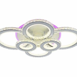 Lustra LED Cu Telecomanda, Elit's Cristal, 4-2 Cercuri, Alb, 240 W, RGB