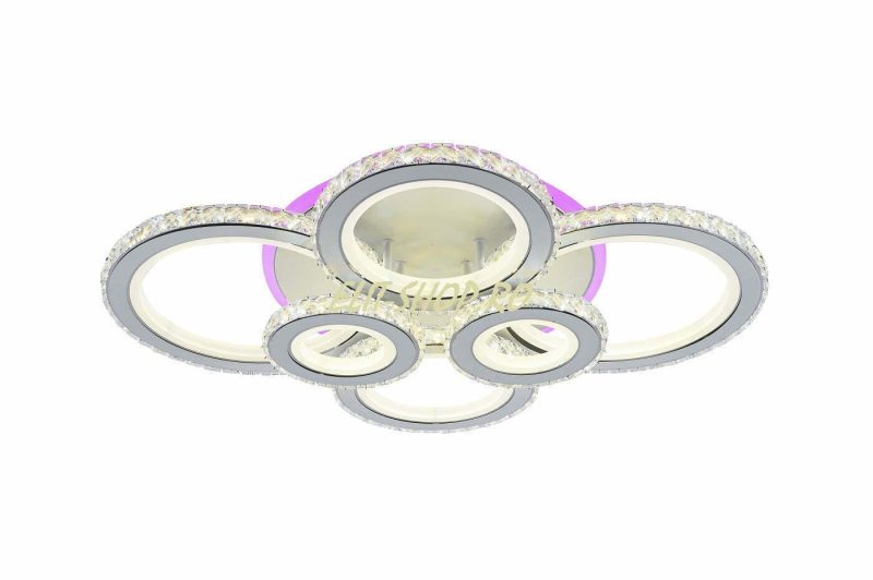 Lustra LED Cu Telecomanda, Elit's Cristal, 4-2 Cercuri, Alb, 240 W, RGB