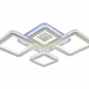 Lustra LED Cu Telecomanda, Elit'sCristal, 2-2 Patrate, Alb, 168 W, RGB