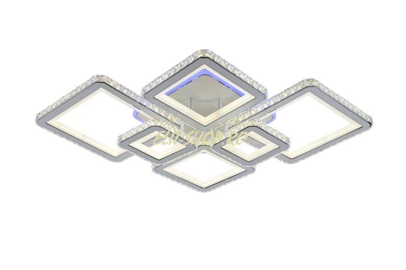 C19376-4+2 WH+CR Lustra LED Cu Telecomanda, Elit's Cristal, 4-2 Patrate, Alb, 292 W, RGB