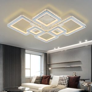 C19376-4+2WH Lustra LED Cu Telecomanda, Elit's Cristal, 4-2 Patrate, Alb, 292 W, RGB