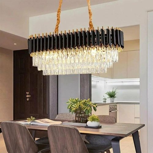 Candelabru Cristal Elit's Esn600x300, Negru cu Auriu