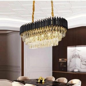 Candelabru Cristal Elit's Esn600x300, Negru cu Auriu