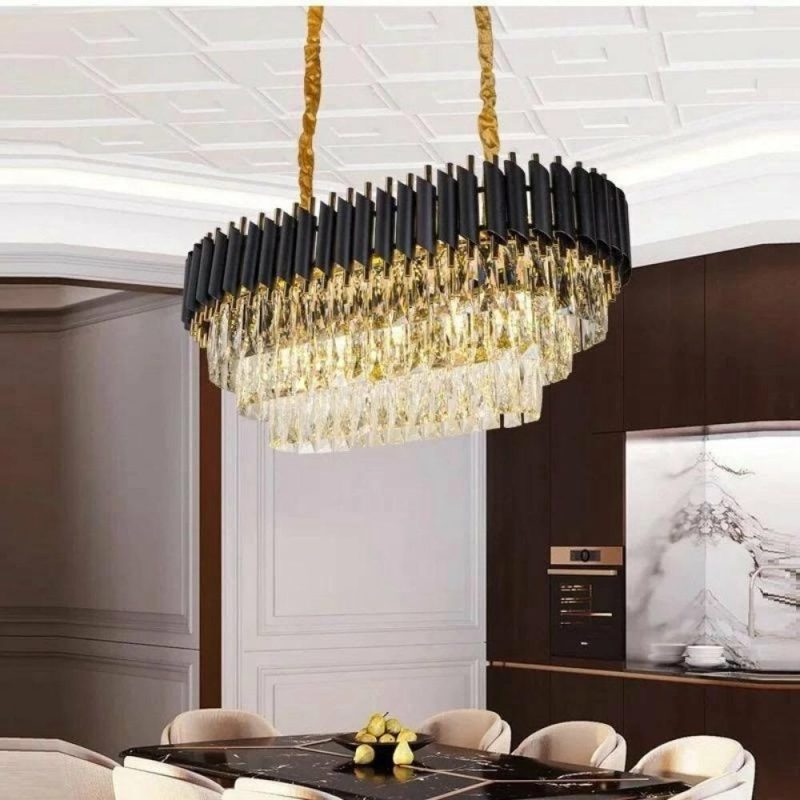 Candelabru Cristal Elit's Esn600x300, Negru cu Auriu