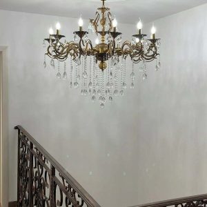 Candelabru Cristal, Elit's Esn20055, 12 brate X E14, Auriu Antichizat