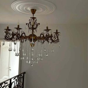 Candelabru Cristal, Elit's Esn20055, 12 brate X E14, Auriu Antichizat