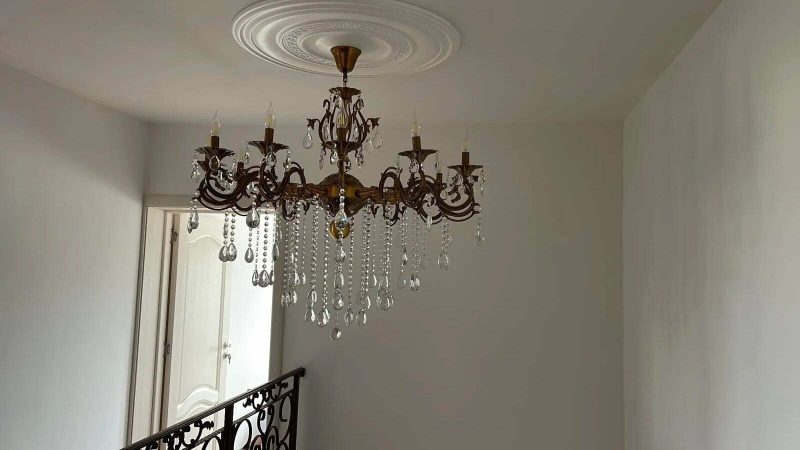 Candelabru Cristal, Elit's Esn20055, 12 brate X E14, Auriu Antichizat