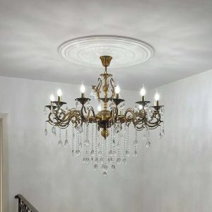 Candelabru Cristal, Elit's Esn20055, 12 brate X E14, Auriu Antichizat