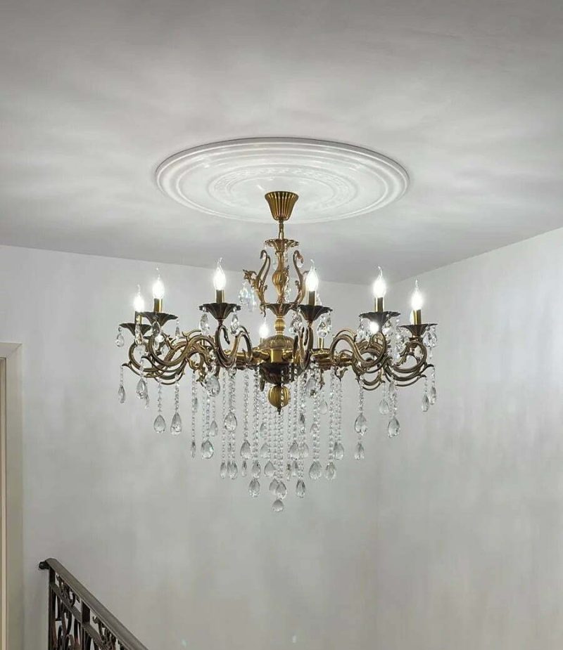 Candelabru Cristal, Elit's Esn20055, 12 brate X E14, Auriu Antichizat