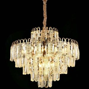Candelabru Cristal, Elit's EsnH2031-500, T8 X E27, Auriu, 50 cm