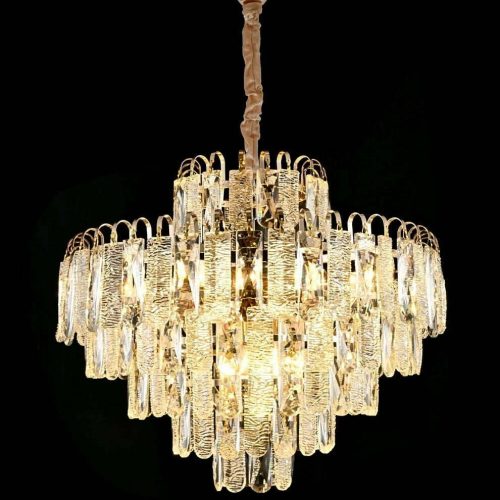 Candelabru Cristal, Elit's EsnH2031-500, T8 X E27, Auriu, 50 cm
