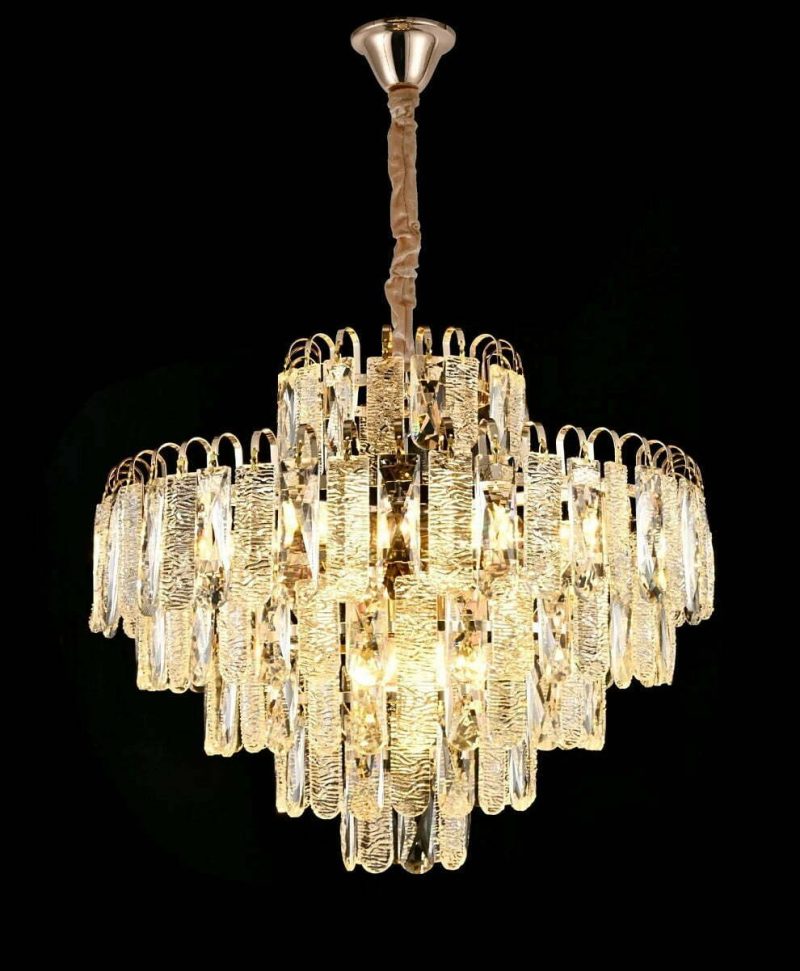 Candelabru Cristal, Elit's EsnH2031-500, T8 X E27, Auriu, 50 cm