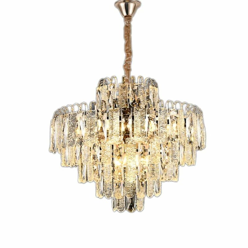 Candelabru Cristal, Elit's EsnH2031-500, T8 X E27, Auriu, 50 cm
