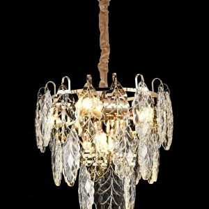 Candelabru Cristal, Elit's EsnH2032-400,  5 X E27, Auriu, 40CM