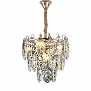 Candelabru Cristal, Elit's EsnH2032-400,  5 X E27, Auriu, 40CM