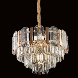 Candelabru Cristal, Elit's EsnH98031-500, 8 X E27, Auriu, 50 cm