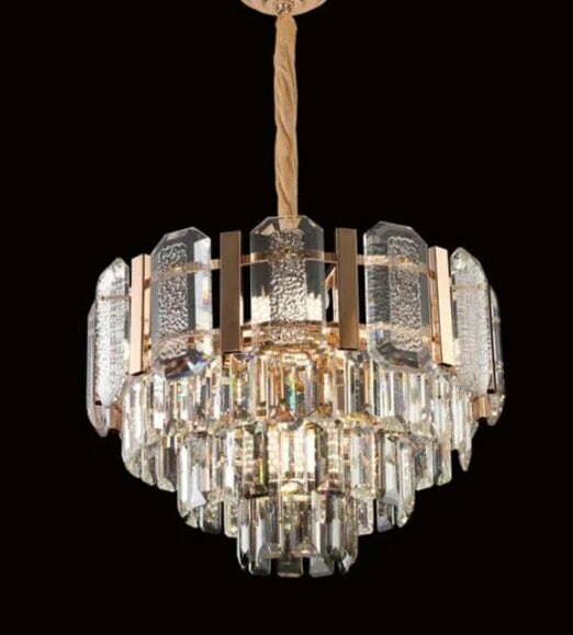 Candelabru Cristal, Elit's EsnH98031-500, 8 X E27, Auriu, 50 cm