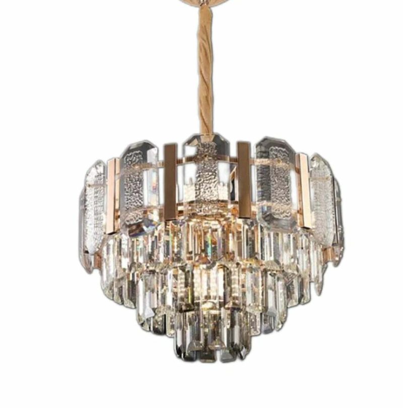 Candelabru Cristal, Elit's EsnH98031-500, 8 X E27, Auriu, 50 cm