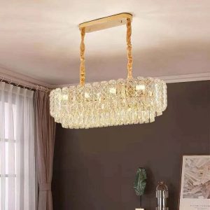 Candelabru Cristal, Elit's EsnH98046-300x800, T8 X E27, Auriu, 80 cm