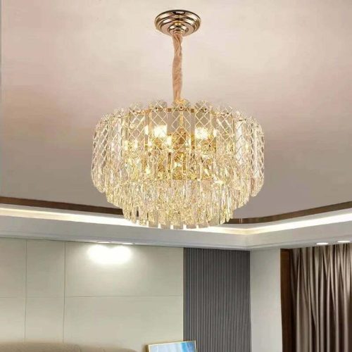 Candelabru Cristal, Elit's EsnH98046-400, 5 X E27, Auriu, 40 cm