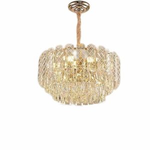 Candelabru Cristal, Elit's EsnH98046-400, 5 X E27, Auriu, 40 cm