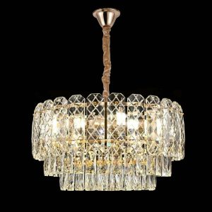 Candelabru Cristal, Elit's EsnH98046-400, 5 X E27, Auriu, 40 cm