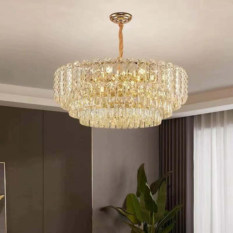 Candelabru Cristal, Elit's EsnH98046-500, 6 X E27, Auriu, 50 cm