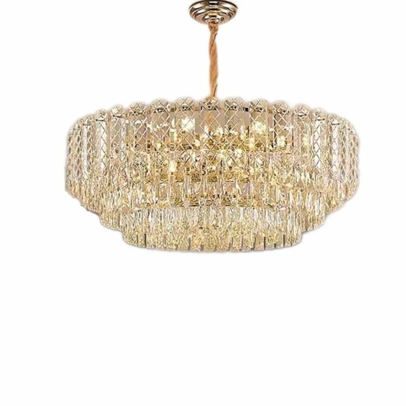 Candelabru Cristal, Elit's EsnH98046-500, 6 X E27, Auriu, 50 cm